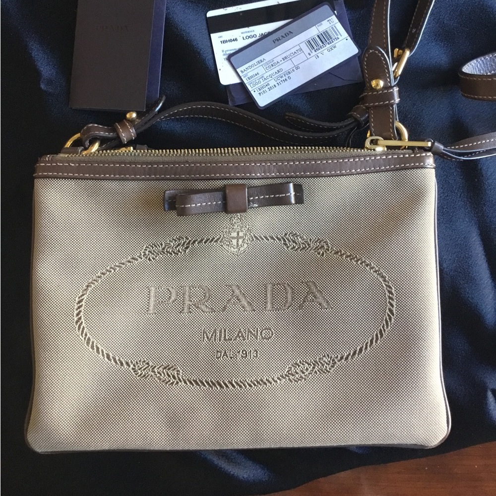 Prada Bandoliera Logo Jacquard purse